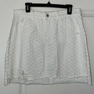 White Distressed Denim Gianni Bini Skirt